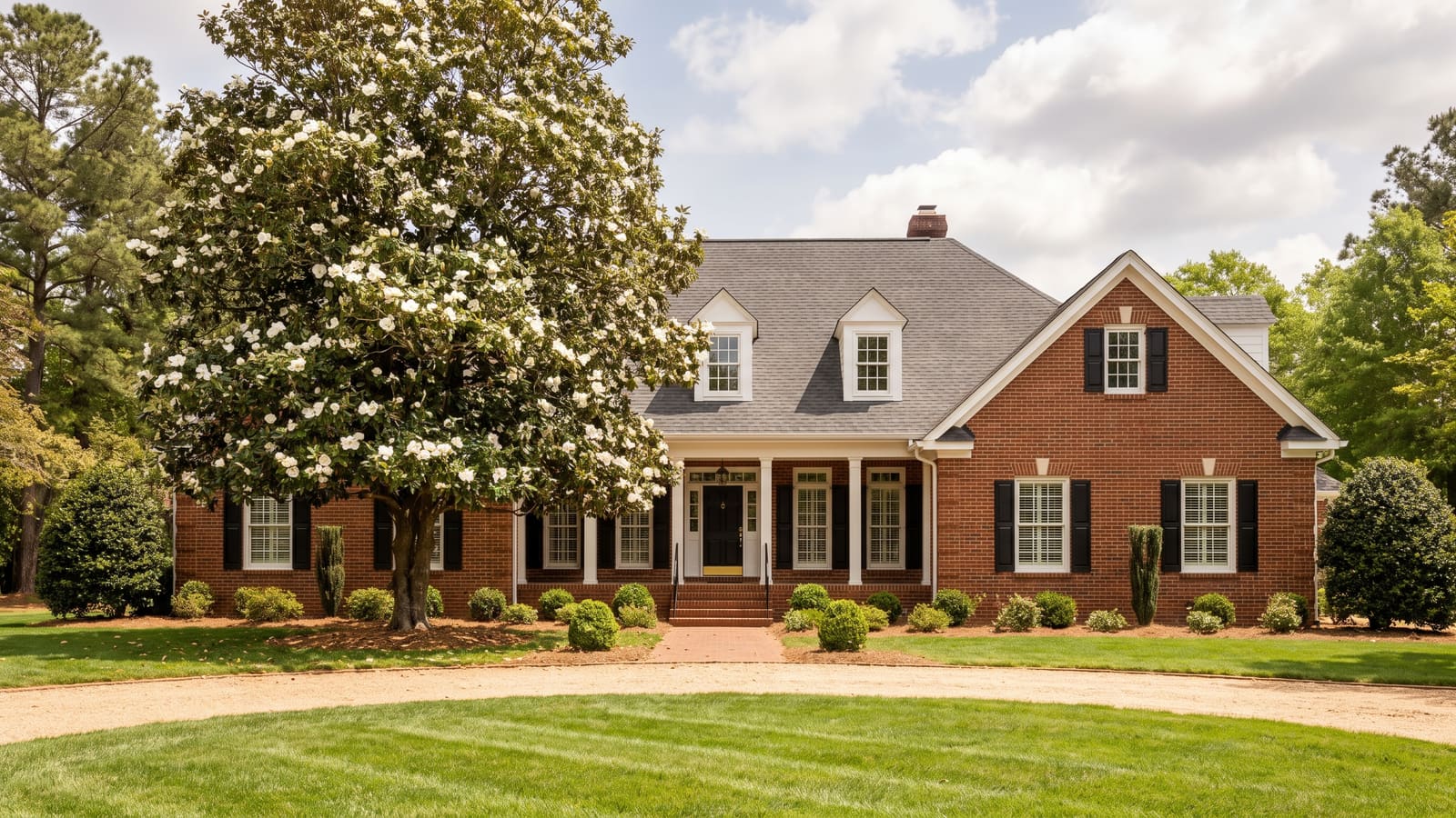 Traditional brick Carolina home, the kind a South Acre build-to-suit package delivers